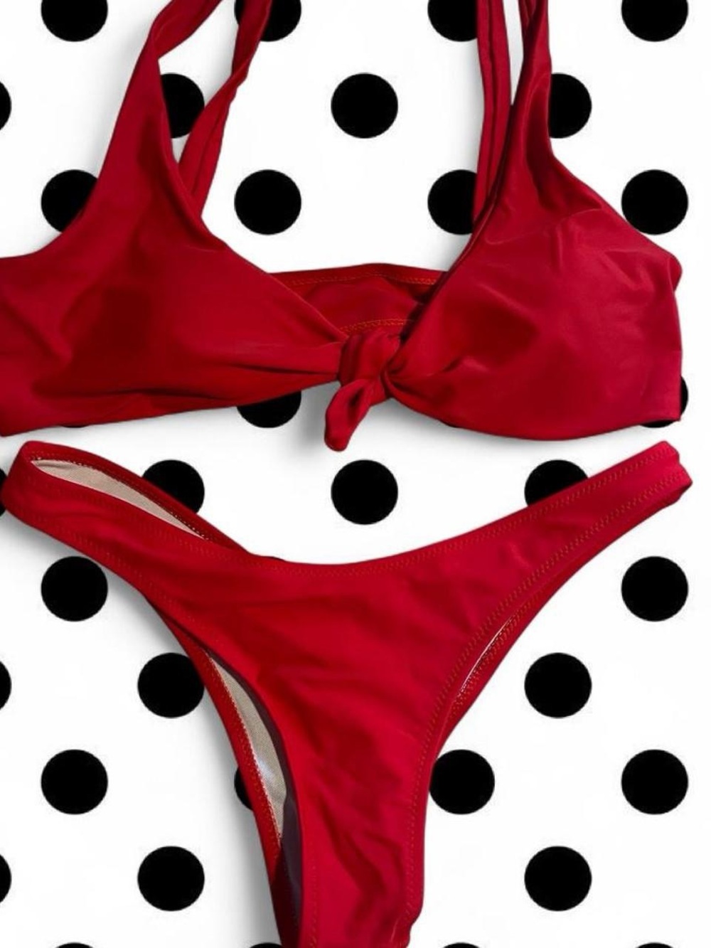 Zaful Red Knot-Front Bikini Set
